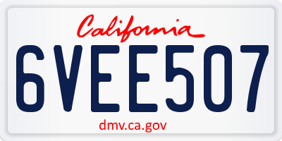 CA license plate 6VEE507