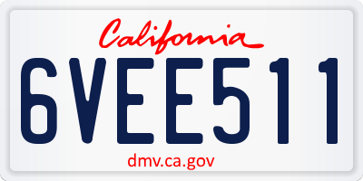 CA license plate 6VEE511