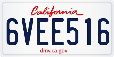 CA license plate 6VEE516