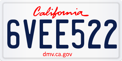 CA license plate 6VEE522