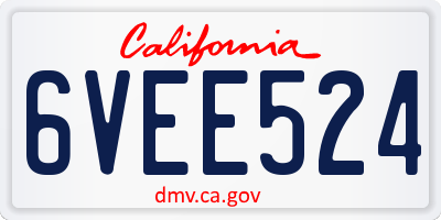 CA license plate 6VEE524