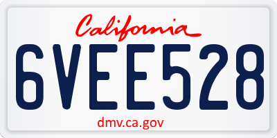 CA license plate 6VEE528