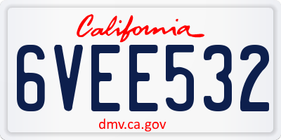 CA license plate 6VEE532