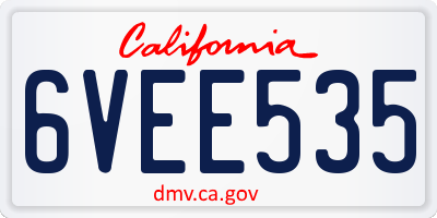 CA license plate 6VEE535