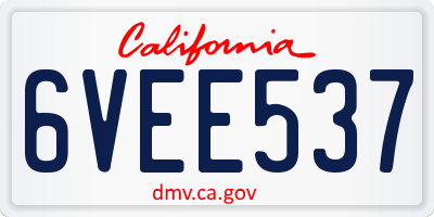 CA license plate 6VEE537