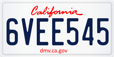 CA license plate 6VEE545