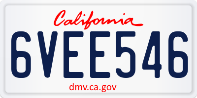 CA license plate 6VEE546