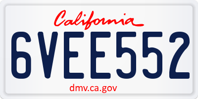 CA license plate 6VEE552