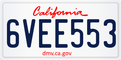 CA license plate 6VEE553