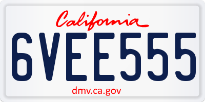 CA license plate 6VEE555