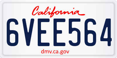 CA license plate 6VEE564