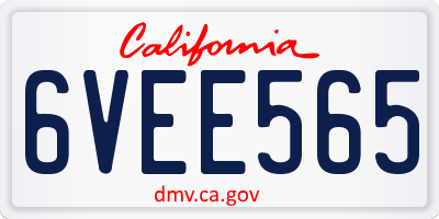 CA license plate 6VEE565