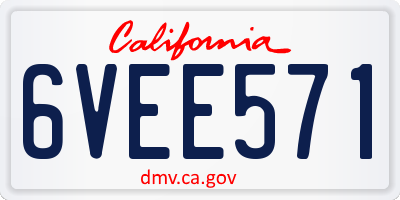 CA license plate 6VEE571