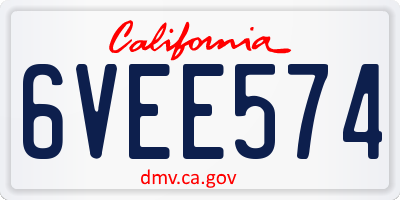 CA license plate 6VEE574