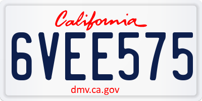 CA license plate 6VEE575