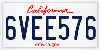 CA license plate 6VEE576