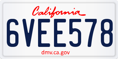 CA license plate 6VEE578