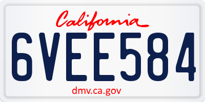 CA license plate 6VEE584