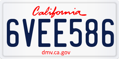 CA license plate 6VEE586