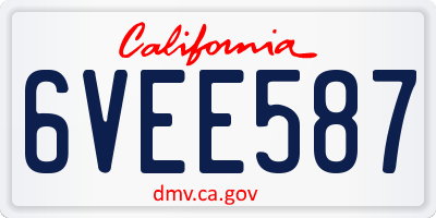 CA license plate 6VEE587