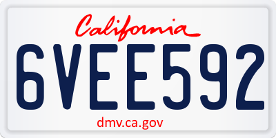 CA license plate 6VEE592