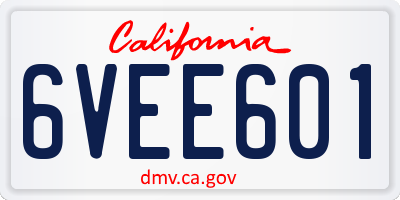 CA license plate 6VEE601