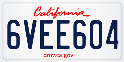 CA license plate 6VEE604