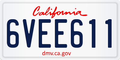 CA license plate 6VEE611