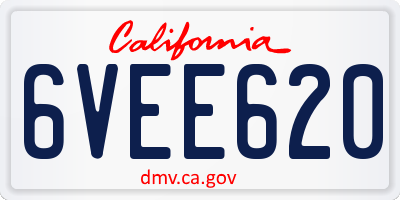 CA license plate 6VEE620