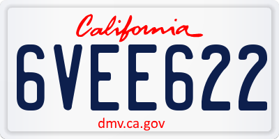 CA license plate 6VEE622