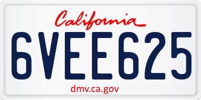 CA license plate 6VEE625