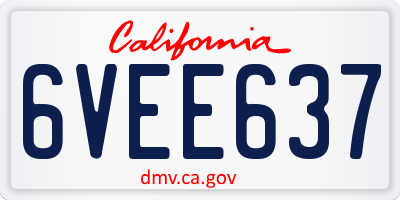 CA license plate 6VEE637