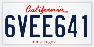CA license plate 6VEE641