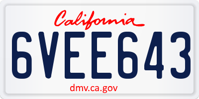 CA license plate 6VEE643