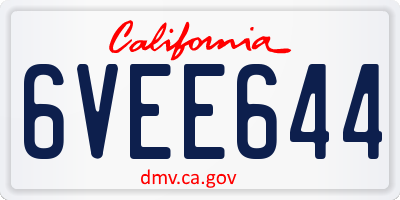 CA license plate 6VEE644