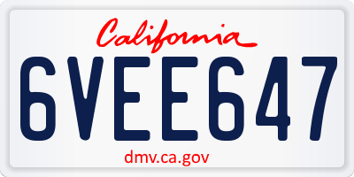 CA license plate 6VEE647