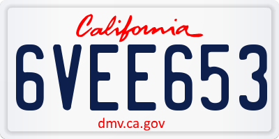 CA license plate 6VEE653