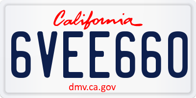 CA license plate 6VEE660