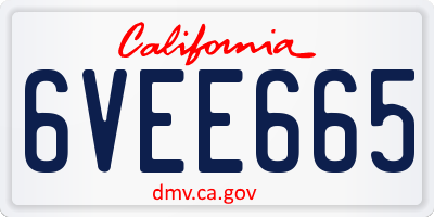 CA license plate 6VEE665