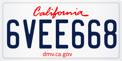 CA license plate 6VEE668