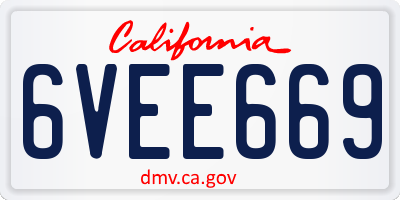 CA license plate 6VEE669