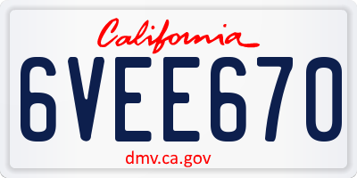 CA license plate 6VEE670