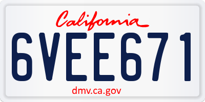 CA license plate 6VEE671