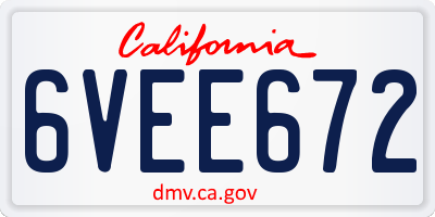 CA license plate 6VEE672