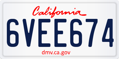 CA license plate 6VEE674