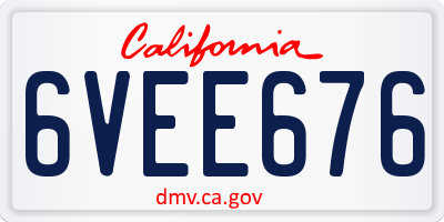 CA license plate 6VEE676