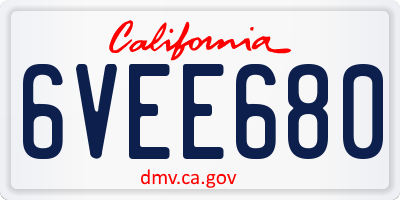 CA license plate 6VEE680