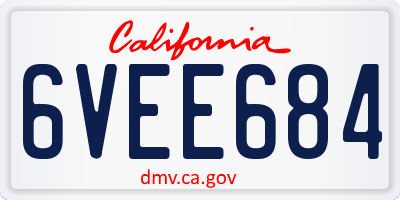 CA license plate 6VEE684