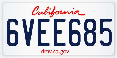 CA license plate 6VEE685