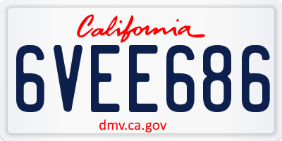 CA license plate 6VEE686